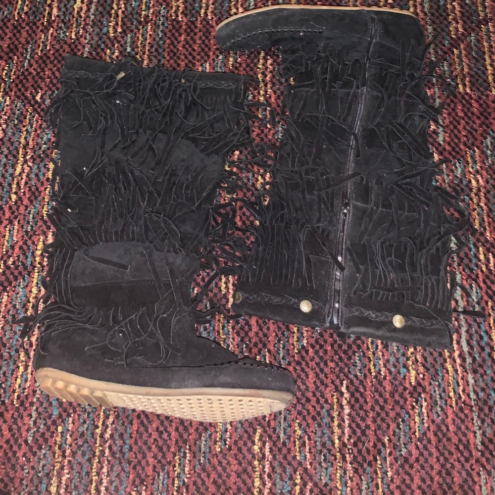 Shoes of Soul Brand Zip Up Fringe Boots